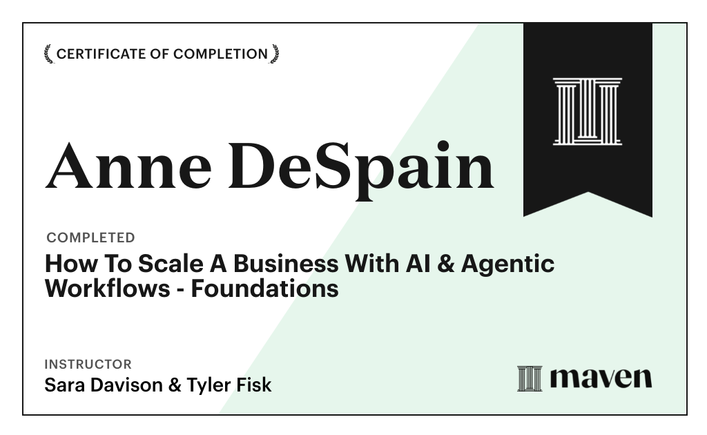 How To Scale A Business With AI & Agentic Workflows - Foundations Certificate