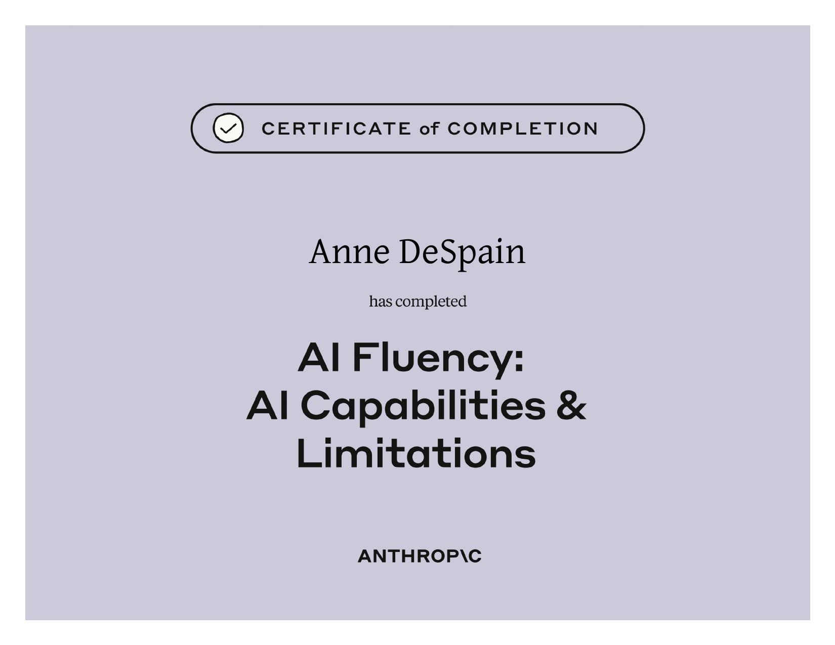 AI Fluency: AI Capabilities & Limitations — Anthropic